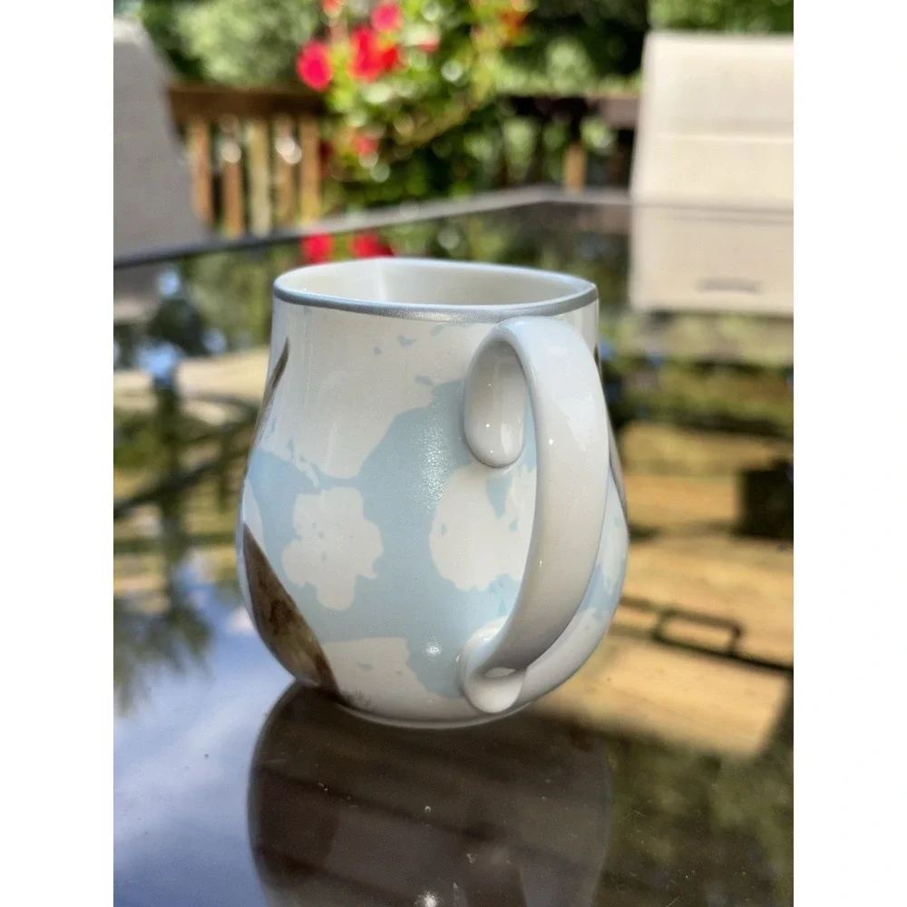 Williams Sonoma Damask Bunny Creamer Light Blue Ceramic Glossy